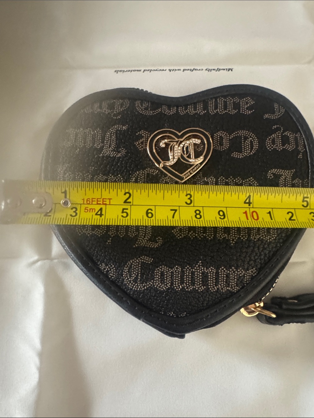 Juicy Couture Black Heart Coin Pouch with Gold JC Emblem